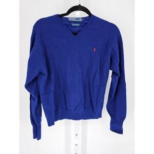 Polo by Ralph Lauren Men's Blue Lambs Wool Embroidered Sweater Size L